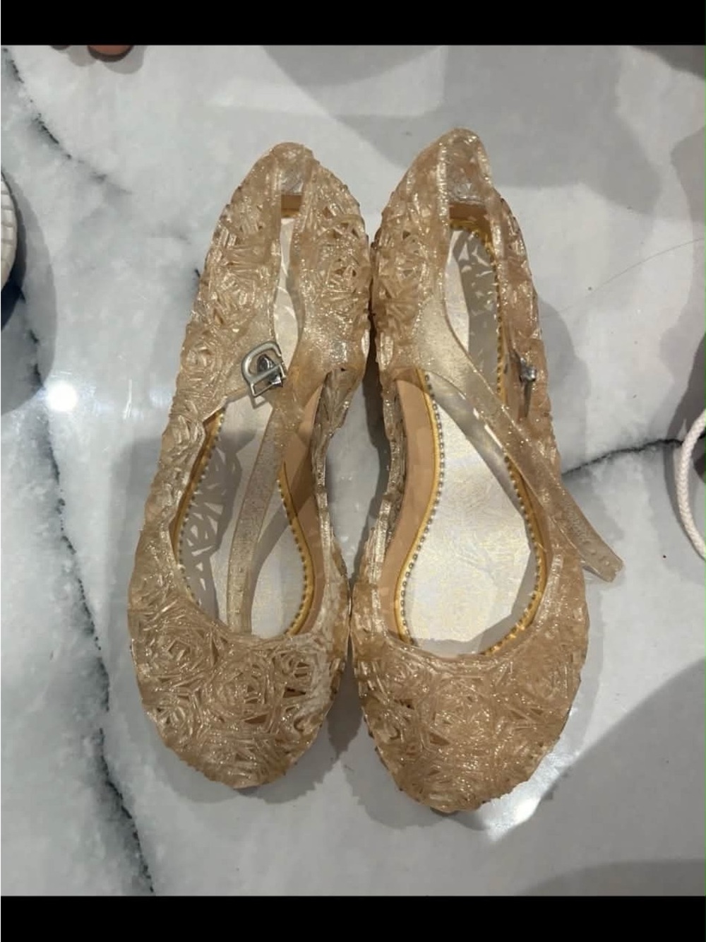 Girl Jelly Mary Jane Flats in Nude/Beige